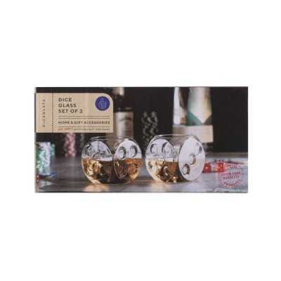 Set of 2 dice-shaped glass tumblers