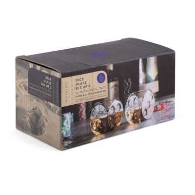Set of 2 dice-shaped glass tumblers