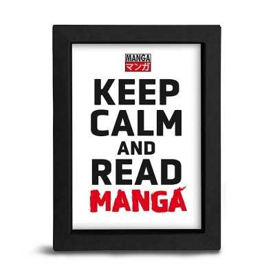 KEEP CALM AND READ MANGA - Stampa quadretto con cornice nera 15x20 cm