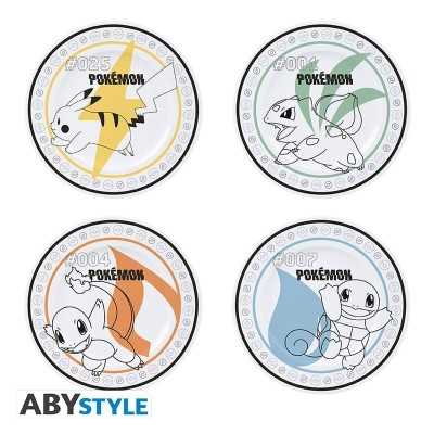 POKEMON - Starters + Pikachu Set of 4 Plates