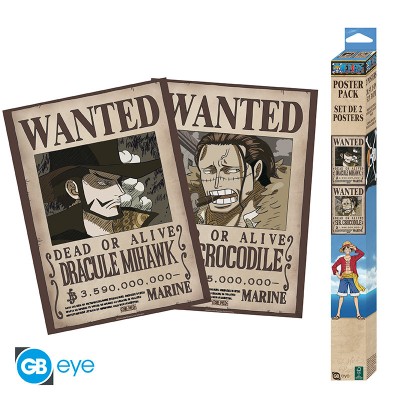 ONE PIECE Set 2 Chibi Posters Wanted Mihawk & Crocodile (52x38cm)