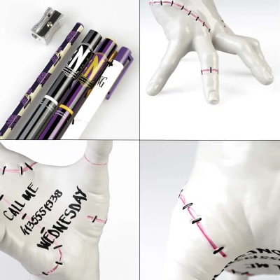 WEDNESDAY - Resin Pen Holder with Wednesday Addams Writing Set and Hand