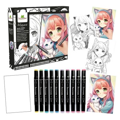 A scuola di manga e Kemonomimi - Pennarelli e fogli con griglia