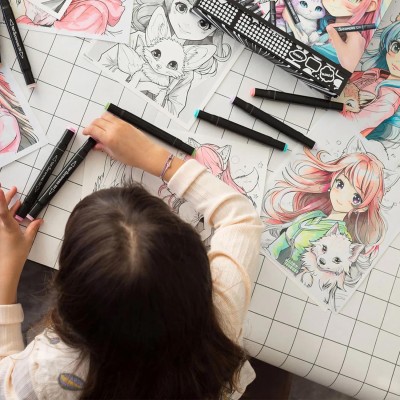 A scuola di manga e Kemonomimi - Pennarelli e fogli con griglia