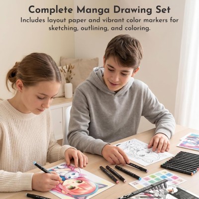 A scuola di manga e Kemonomimi - Pennarelli e fogli con griglia