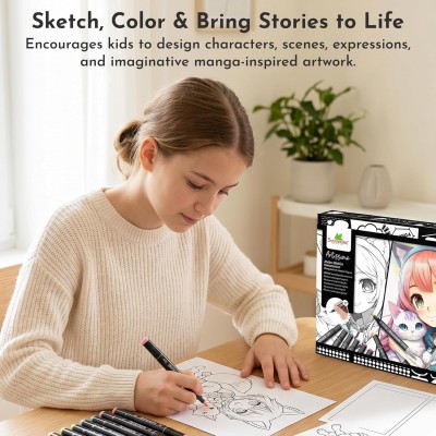 A scuola di manga e Kemonomimi - Pennarelli e fogli con griglia