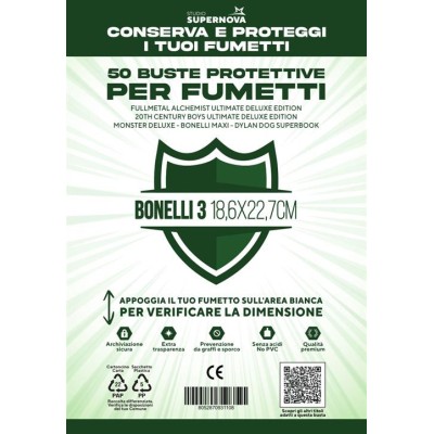 STUDIO SUPERNOVA - 50 Buste protettive Bonelli 3 (18,6 X 22,7)