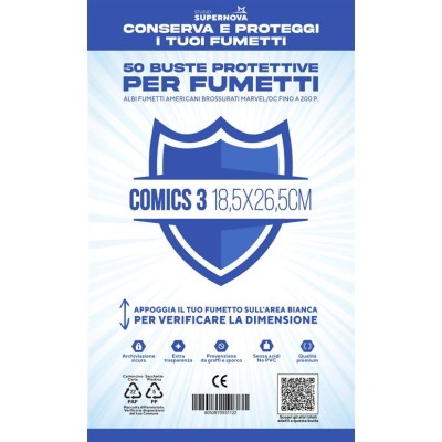 STUDIO SUPERNOVA - 50 Buste protettive Comics 3 (18,5 X 26,5)