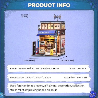 Miniature House Model Kit Beika-cho Convenience Store 22 x 15 cm
